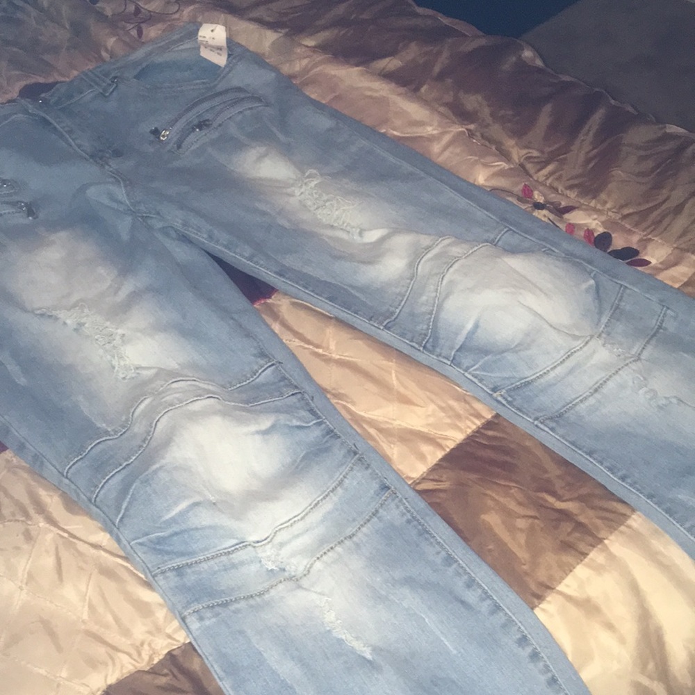 Ripped blue jeans